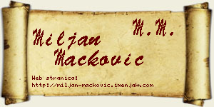 Miljan Mačković vizit kartica